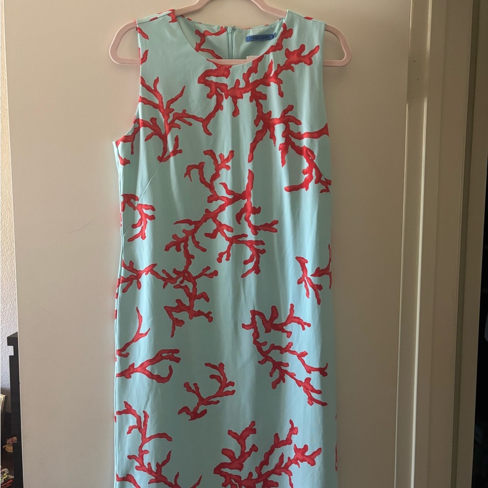 J. McLaughlin Blue & Coral Sleeveless Sophia Dress Sheath Resort Dress - NWT - Picture 2 of 8